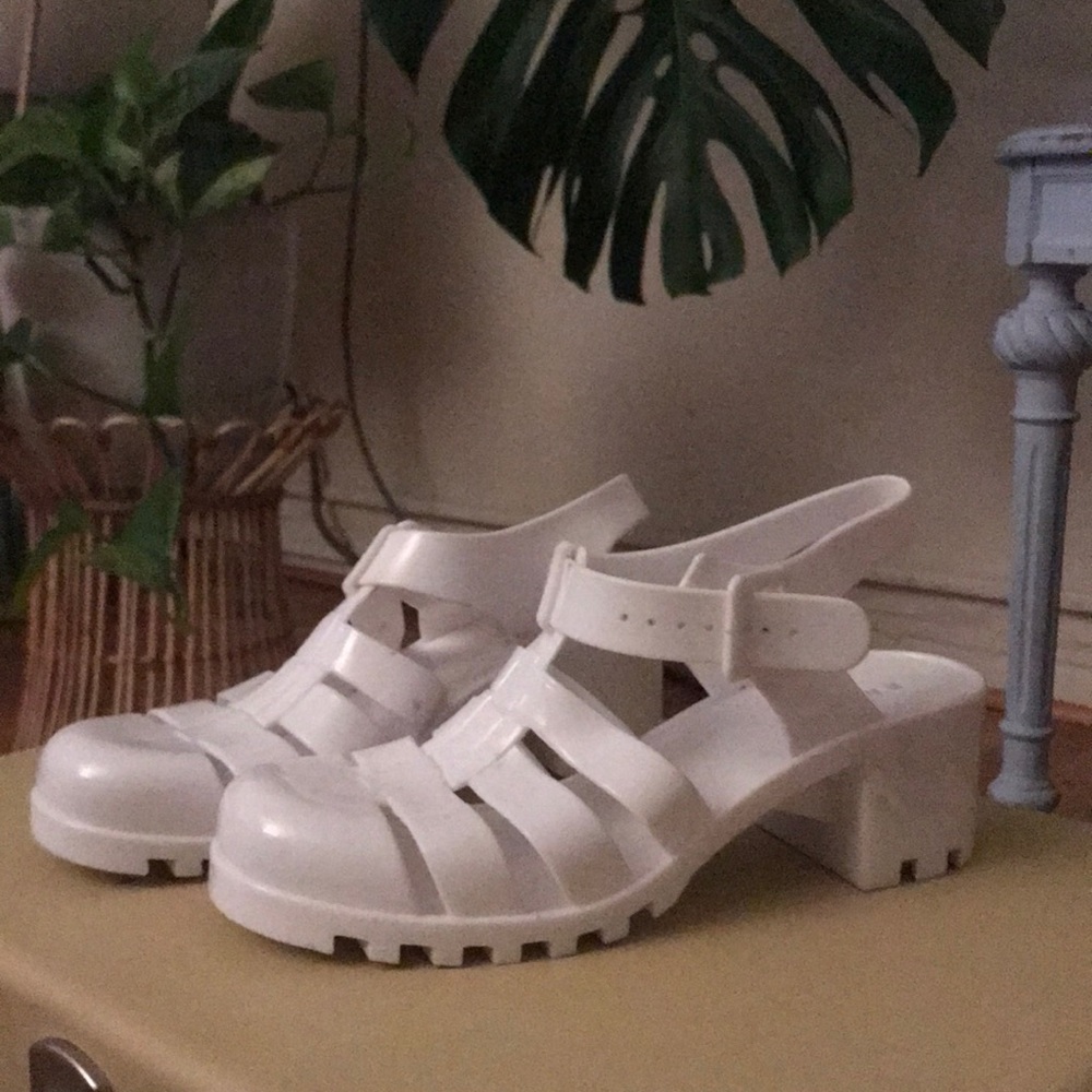 White Gel Block Heels